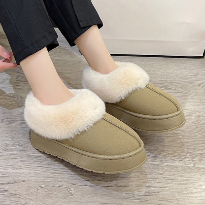 Ankle Boots for Women Women Boots Genuine Leather Real Fox Fur Winter Shoes Warm Black Round Toe Casual  Female Snow Boots