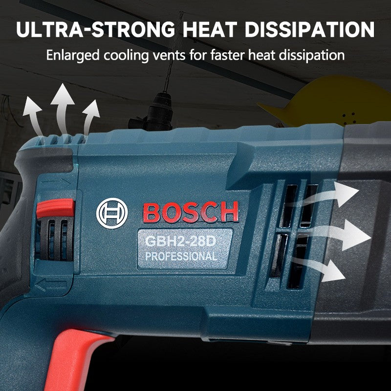 Furadeira de Impacto Rotativa Bosch GBH 1100W SDS-Plus para Concreto Tijolo Pedra Serviço Pesado Profissional Elétrica 3 Brocas