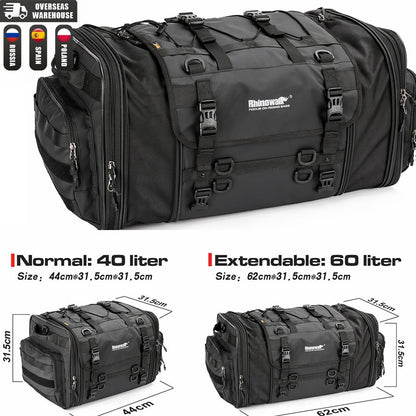 Motorcycle Tail Bag Waterproof 20L-60L Expandable Back Seat Saddle Bag Luggage Pannier Motorcycle Accessories Rider Backpack