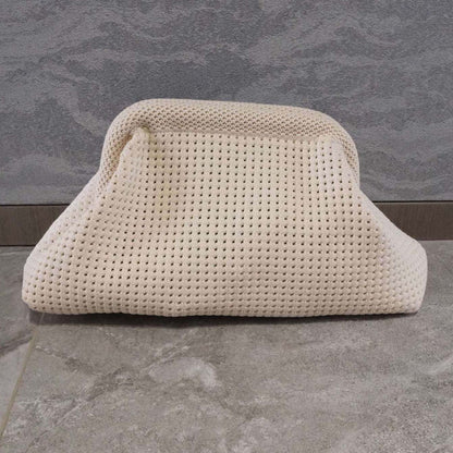 Cosmetic Bag Polyester Summer Beach Clutch Bag Soft Breathable Hollow Out Pouch Elastic Large Capacity Purse Girls