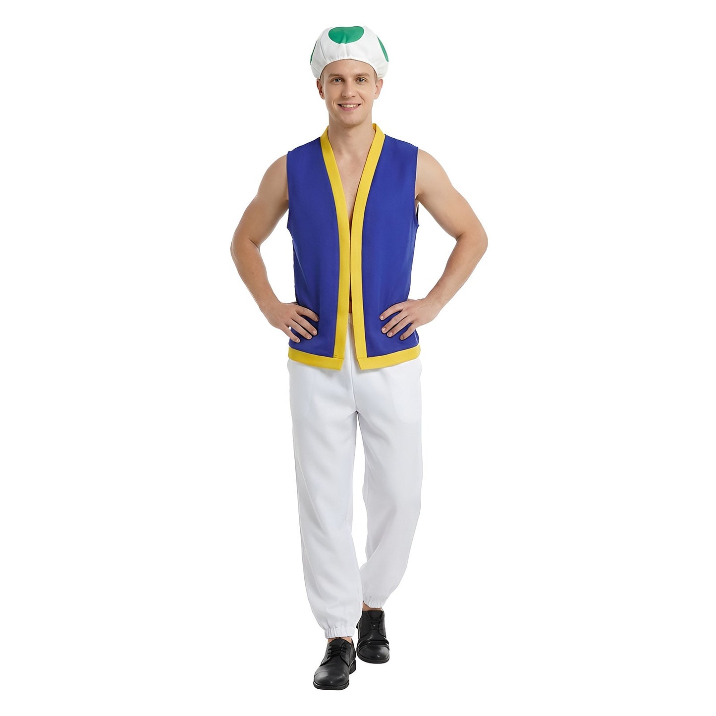Kinopio-Sombrero de Cosplay de Toad para adultos, traje de juego Bros 2, Roleplay, fantasía, trajes, chaleco, pantalones, fiesta