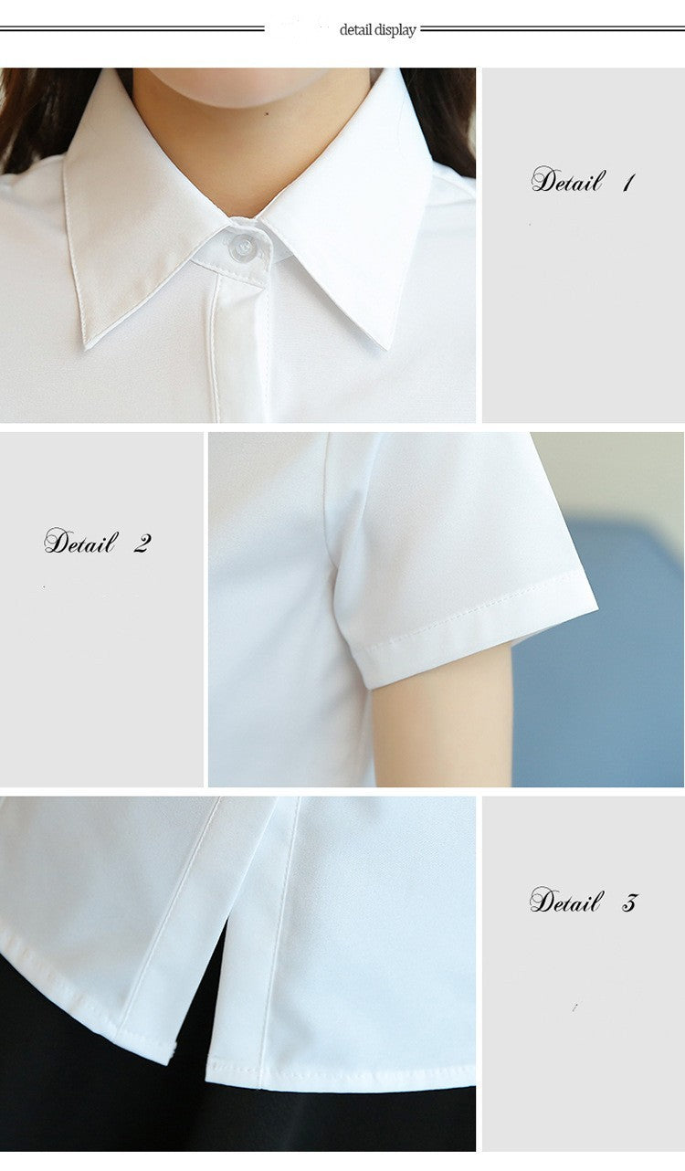 Korean Fashion White Shirt Women Autumn Short Sleeve Blouse Slim Office Lady Tops Women's Shirt S-5XL Student Shirt Women's Wear