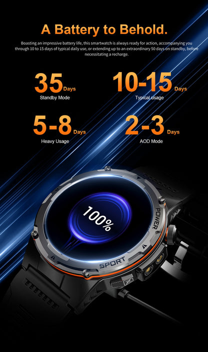 2026 Popular Outdoors GPS Sports Smart Watch Masculino Tela AMOLED Bússola à Prova D'água 500mAh NFC Chamada HD Smart Watch Para Homens T-REX 3