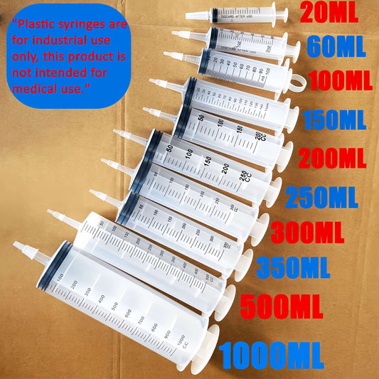 Seringas de múltiplas especificações embaladas individualmente, 1000ml, 500ml, 350ml, 300ml, 250ml, 200ml, 150ml, 100ml, 60ml, 20ml, adequa