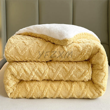 High-quality Thickened Winter Warm Bed Blanket Artificial Lamb Cashmere Weighted Blankets Thicker Warmth Duvet Quilt Comforter