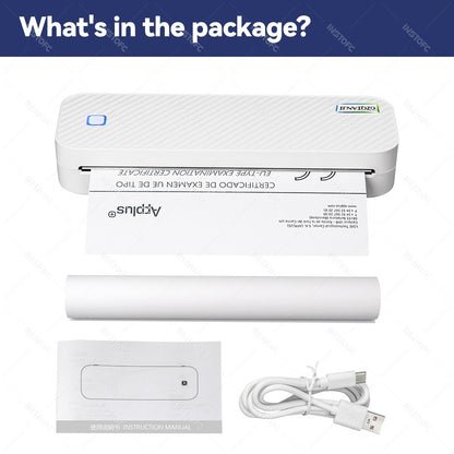 Portable A4 Thermal Printer Bluetooth Photos PDF Document Printing Machine Folded Rolls Paper For Office Work Home School Travel