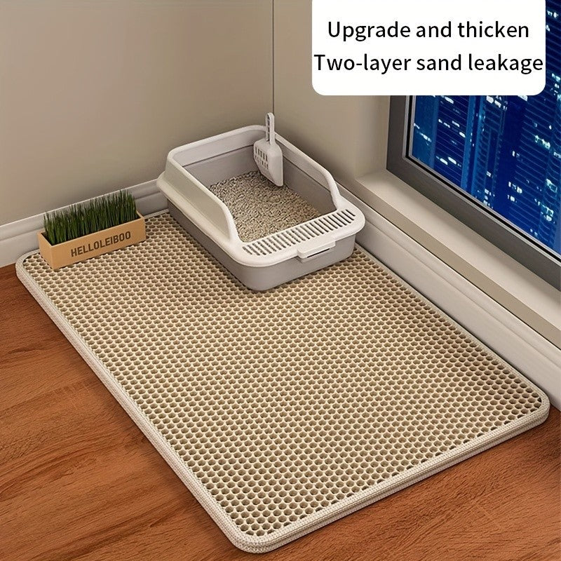 1 tapete grande para caixa de areia de gato - Design avançado de colmeia de camada dupla, impermeável à urina, fácil limpeza, controle de sujeira, mantenha limpo
