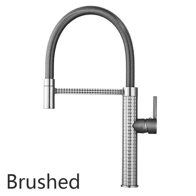 Gold Brass Faucet For Kitchen Sink Rotatable Drop Down Spring Hot And Cold Water Mixers Tap Accessories