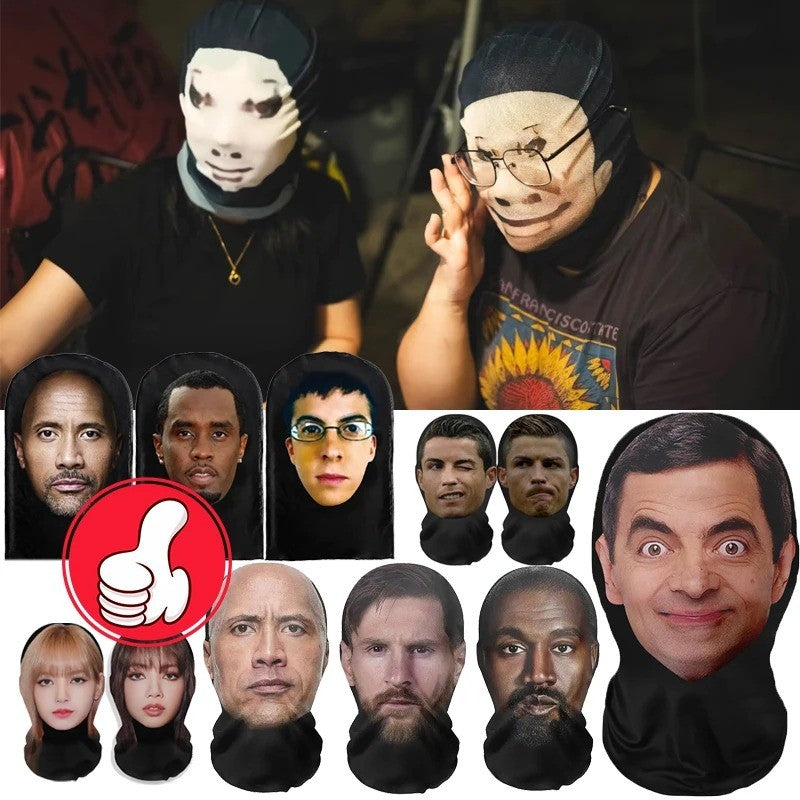 Realistic 3D Full Face Mask - Unisex Cosplay Hip Hop Balaclava Headgear for Halloween Celebrity Party Costume