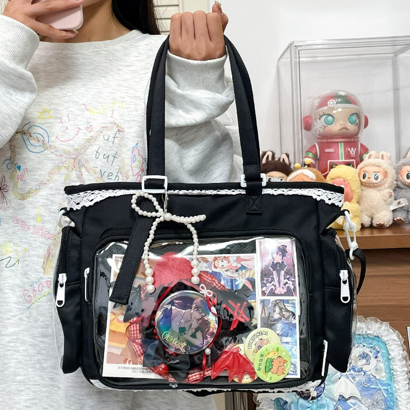 New Japanese Style Transparent Crossbody Bag Cute Candy Color Commuting Shoulder Bag for Girls Simple and Casual Texture Ita Bag