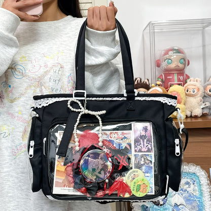 New Japanese Style Transparent Crossbody Bag Cute Candy Color Commuting Shoulder Bag for Girls Simple and Casual Texture Ita Bag