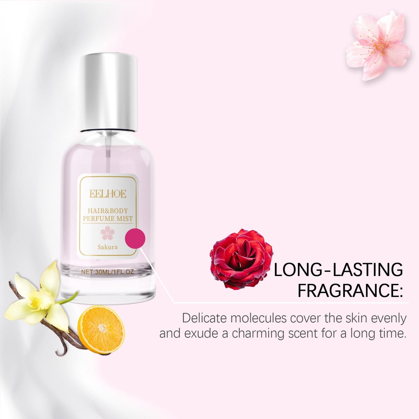 Roxelis 30ml Body Perfume Spray Hair Scent Light Fresh Skin Long Lasting Floral Fragrance Add Personal Charms Dating Perfume