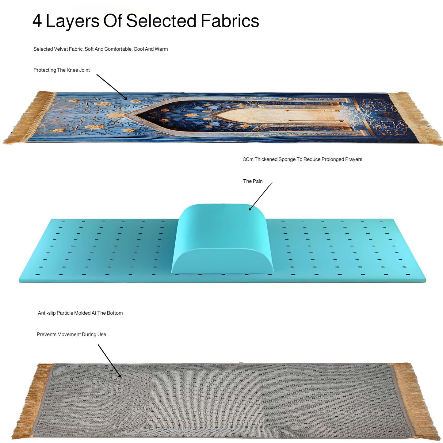 Prayer Rug Living Room Prayer Mat 70*110cm Muslim Islamic Prayer Rug, Carpet Mat, Kneeling Poly Mat with Vintage Pattern, Tassel