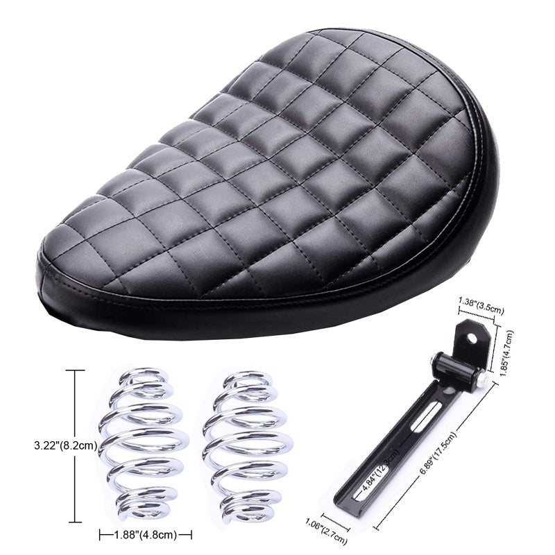 Assento de Couro para Motocicleta Retro Couro Preto Banco Solo para Harley Custom Chopper Bobber Honda Yamaha Kawasaki Suzuki
