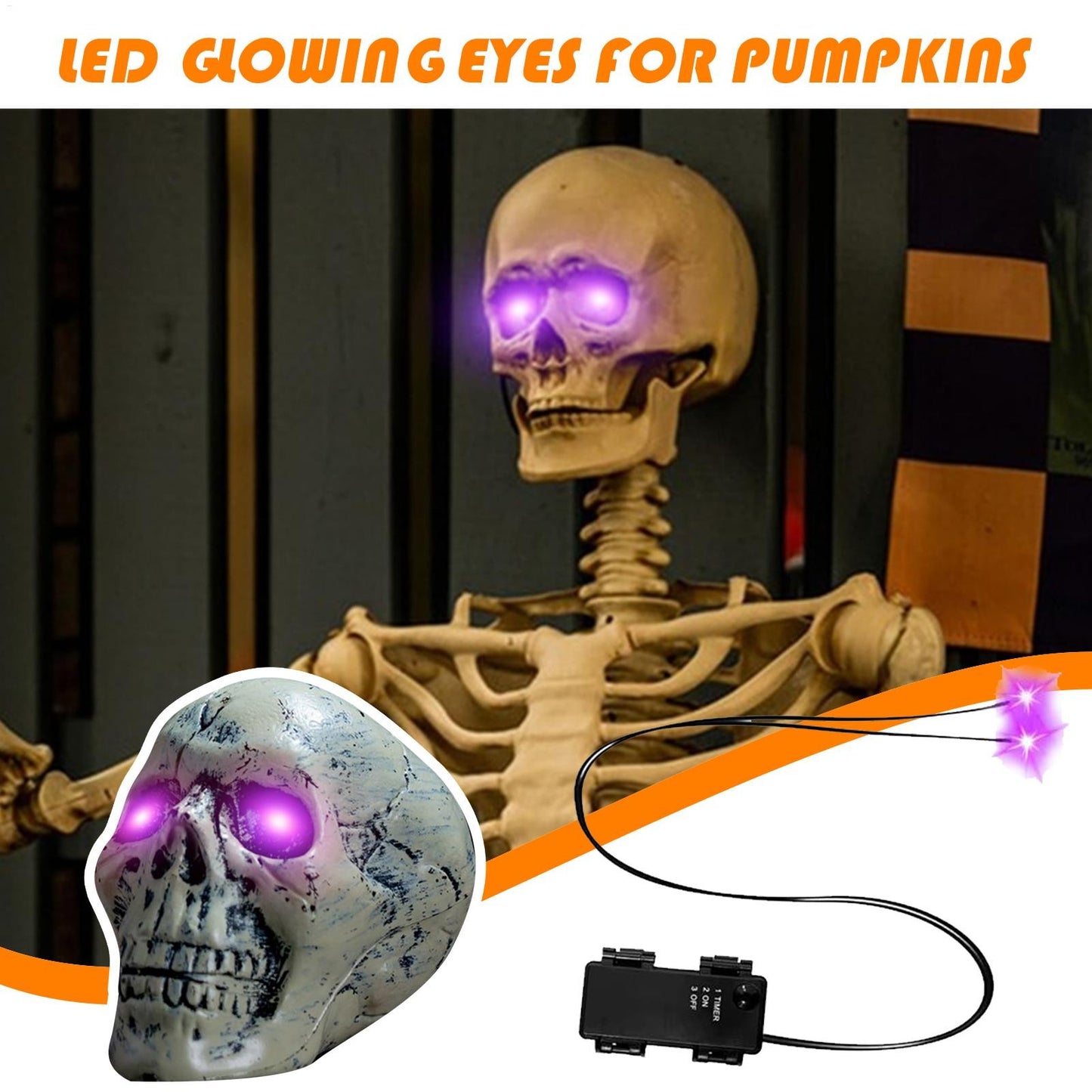 Glowing LED Eyes for Halloween Decors - Auto Timer Light Up Props for Skulls, Pumpkins, Tombstones Indoor Outdoor Spooky Decor