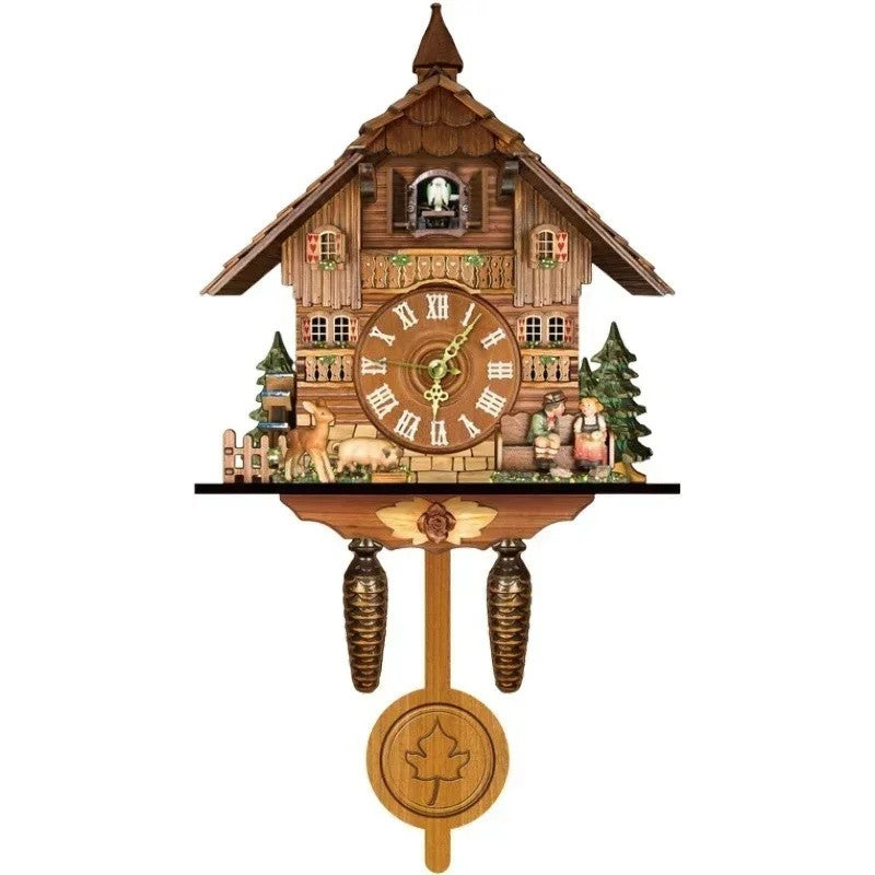 Wooden Hanging Wall Clock Bird Alarm Clock Cuckoo Clocks For Home Kid's Room Decoration Quartz Watch Decorative Home Decor