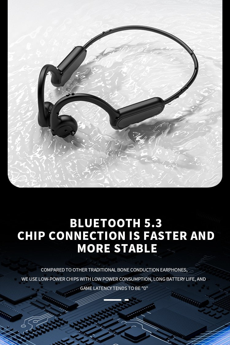 Real Bone Conduction Headphone Wireless Earphone Bluetooth 5.3 Sports Headsets Hands-free with Mic for Running