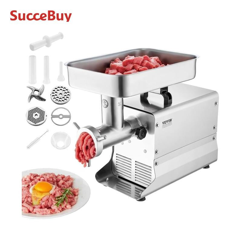 Moedor de Carne Elétrico VEVOR, Moedores de Carne e Lâmina, Chapa de Moagem em Aço Inoxidável Comercial para Cozinha, Restaurante, Açougue
