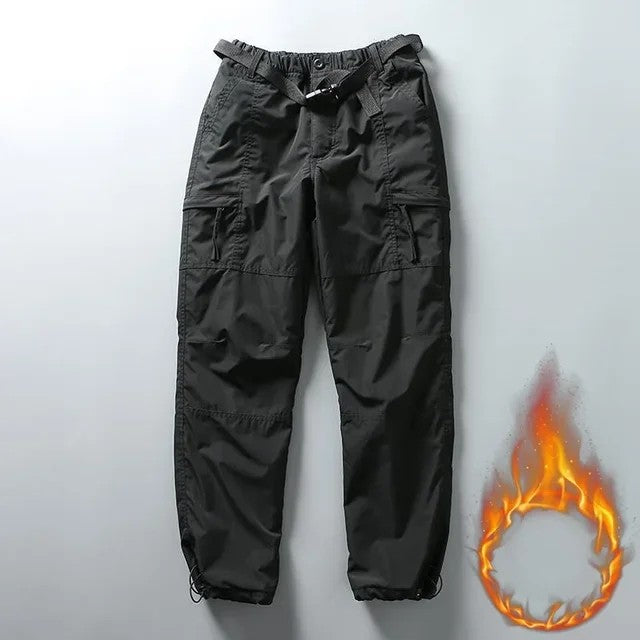 Calça Cargo de Ferramentas com Forro de Lã Grosso Impermeável para Homens e Mulheres, Inverno, Exterior, com Vários Bolsos, Solta, Reta, Macacão, Calça Comprida
