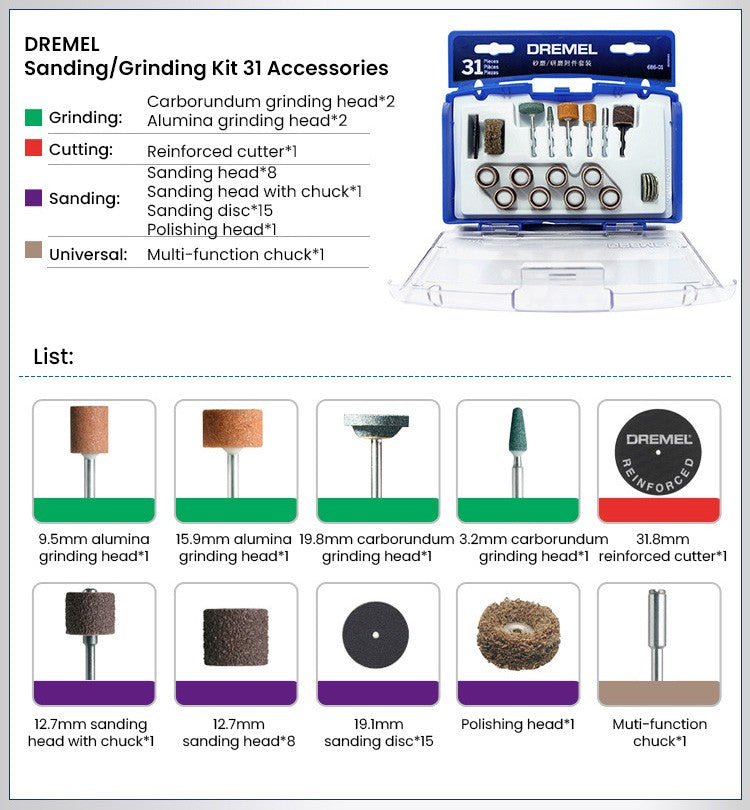 Kit de Corte Dremel EZ Lock Cortador de Plástico 476 Mandril 402 Cortador Fino 409 para Ferramenta Elétrica de Esmerilhamento EZ688-01 / 686