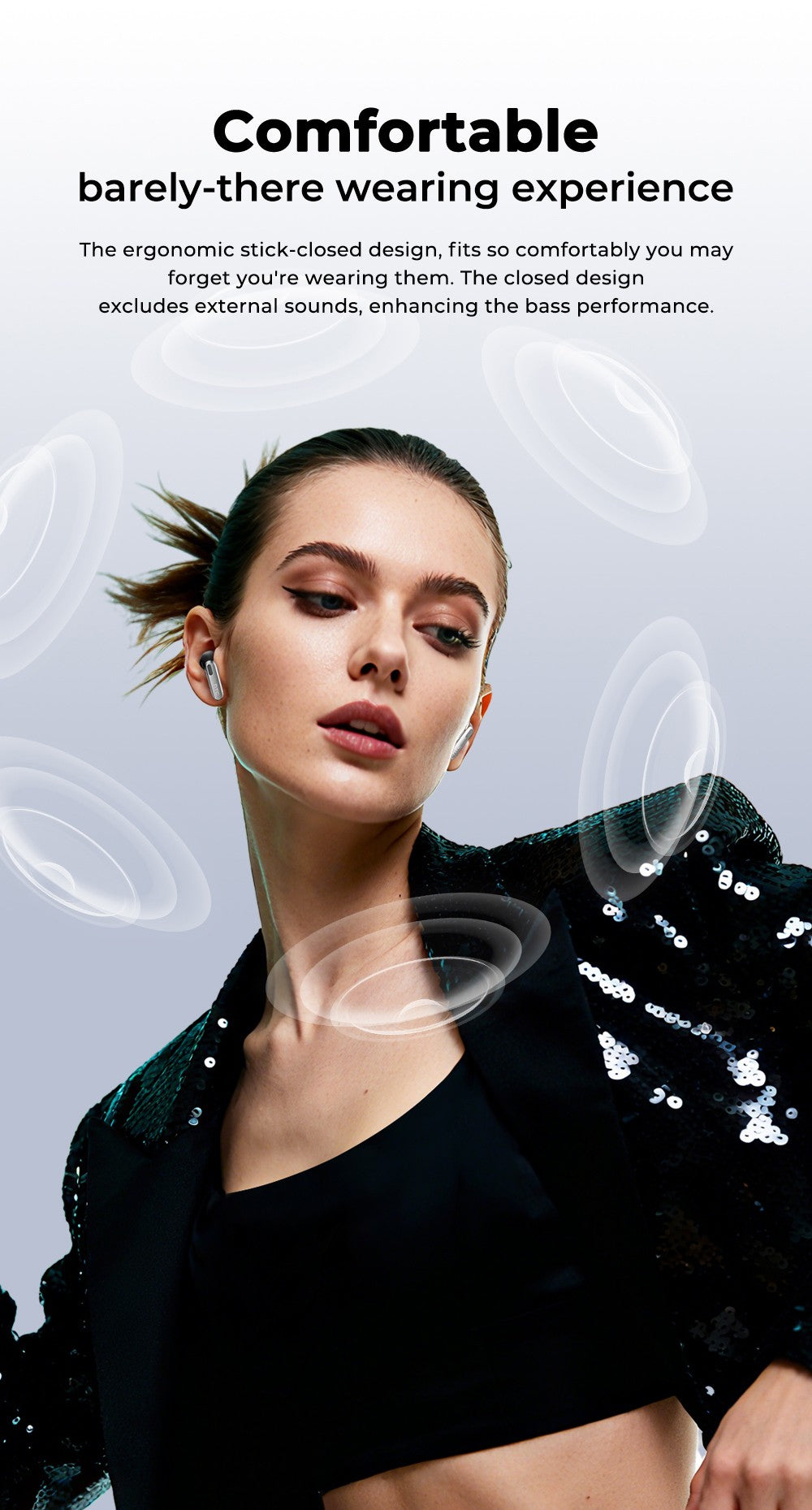 Bluetooth Headphones HTC Wireless Earphones Full HD LCD Display Earpiece Noise Canceling Earbuds Comfortable for Music Sport