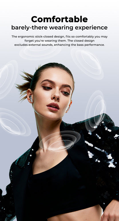 Bluetooth Headphones HTC Wireless Earphones Full HD LCD Display Earpiece Noise Canceling Earbuds Comfortable for Music Sport