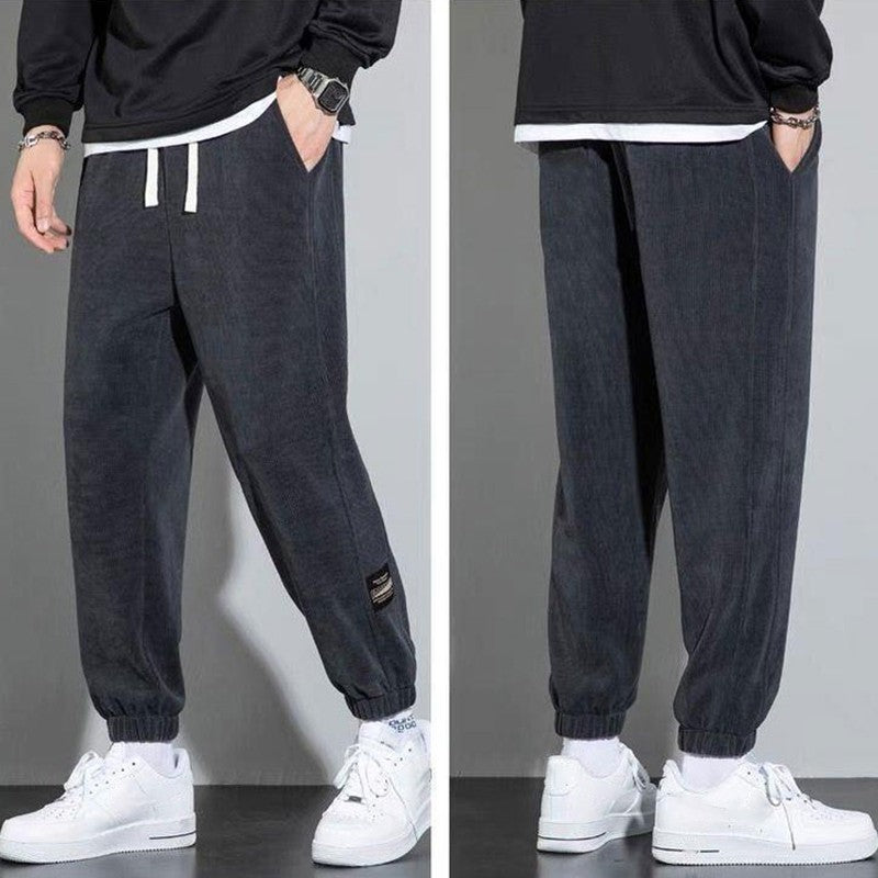 Calça Masculina Moletom Tech Fleece Bordado Sarja Folgada Jogger Calça Harem Masculina Outono Casual Calça Térmica Esportiva Solta