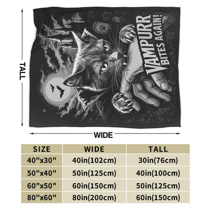 Funny Vampurr Vampire Cat Bites Again Flannel Blankets Halloween Awesome Throw Blanket for Quilt 200x150cm Soft