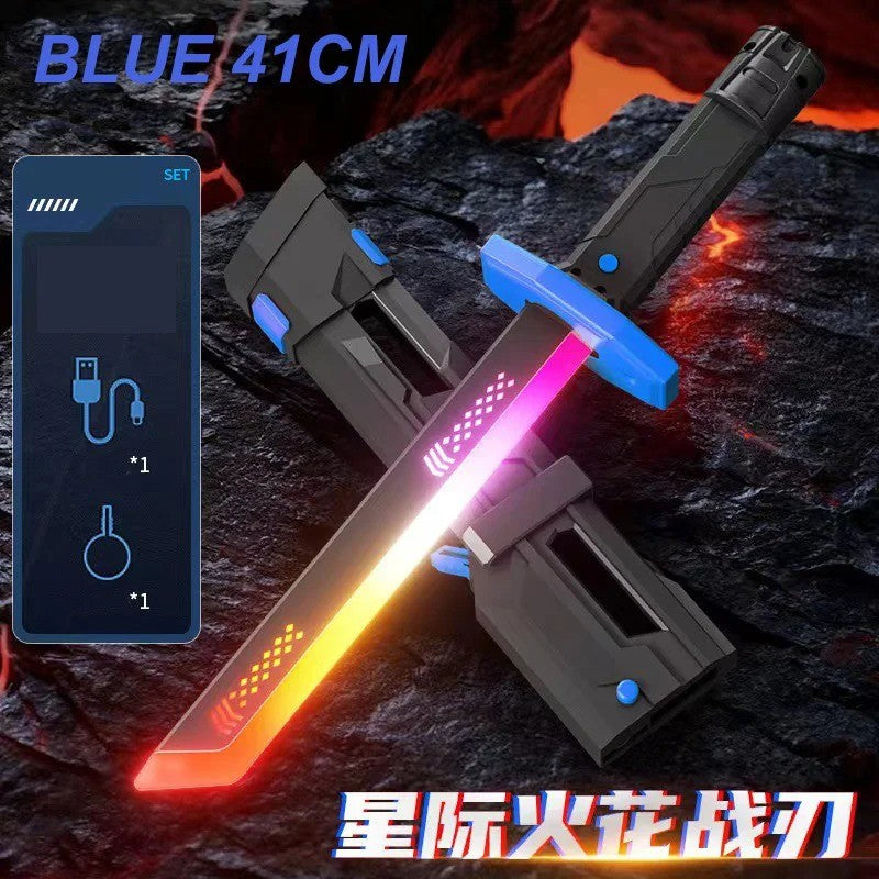 NEW Colorful Streamer Glowing Sword Toys with Spark & Smoke Effect Light Sword Toy for Kids Christmas Birthday Gift Holiday Prop