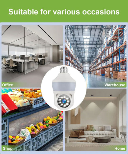 Tuya E27 Light Bulb Dual Screen WiFi Camera 5MP Indoor 5x Zoom PTZ Security Camera IR Color Night Vision Wireless Surveillance