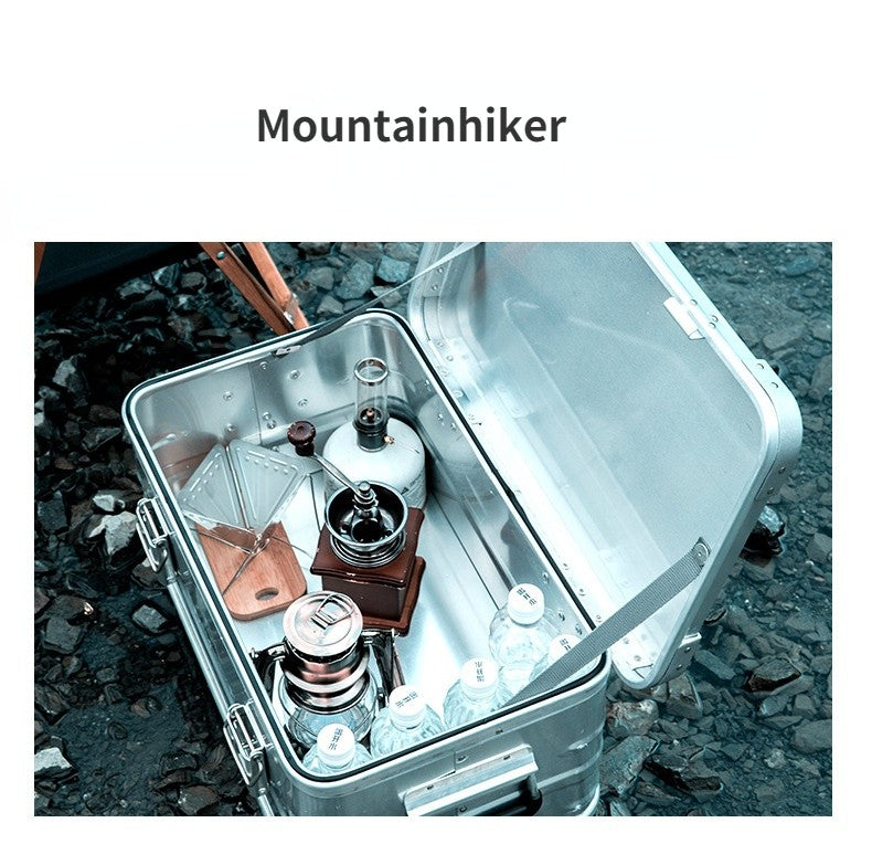 MOUNTAINHIKER Outdoor Storage Box Camping Picnic Travel Aluminum Alloy Large Capacity Box Silver Storage Bag 30-80L