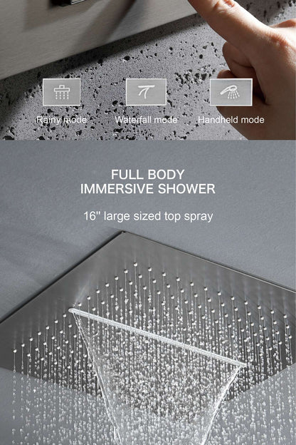 Luxury gun gray brass shower system with LED digital display design Wall mounted constant temperature 3-function bathroom faucet