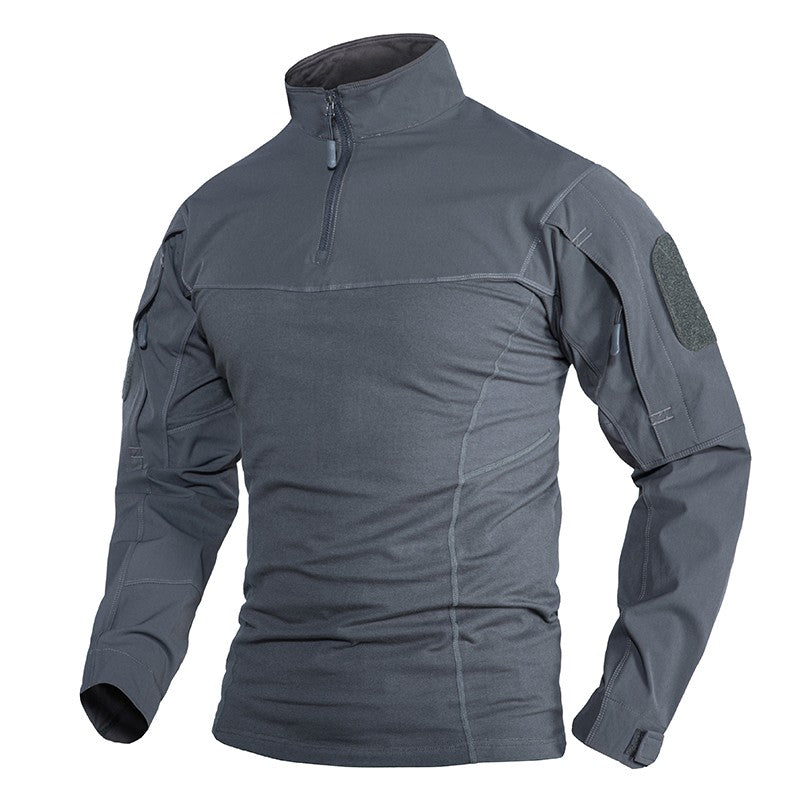 TACVASEN 1/4 Zipper Ripstops T-shirts With Zipper Pockets Mens Long Sleeve T-shirts Outdoor Hiking Tees Tops Pullover Workout