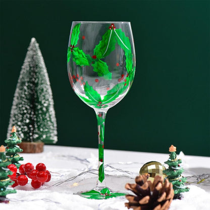 Taças de Vinho de Natal 450ml Papai Noel Árvore de Natal Pinhas Vinho Tinto Taças de Natal para Vinho Champanhe Suco