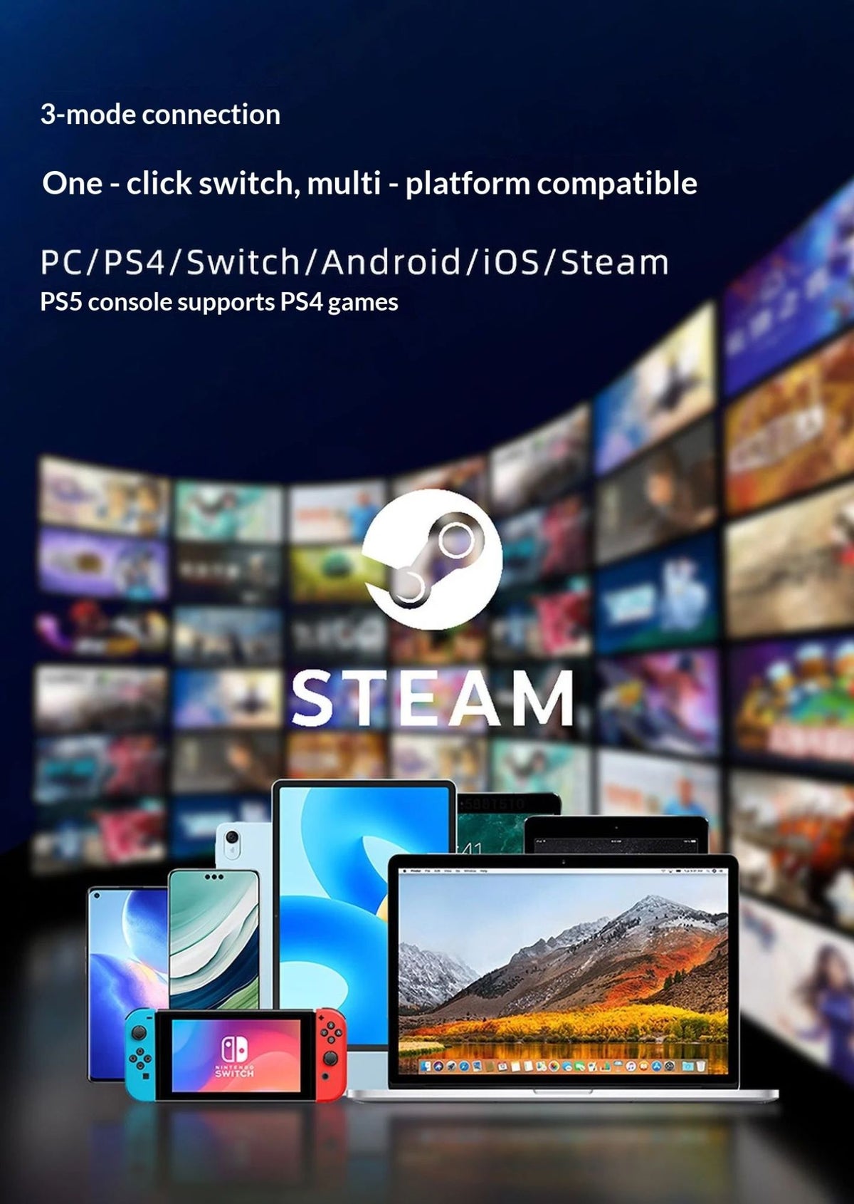 AceGamer Hyper Shadow D4 Gaming Controller Wireless Bluetooth TMR Joystick Customizable Buttons for PS4/Pc/Steam/Switch2 Game