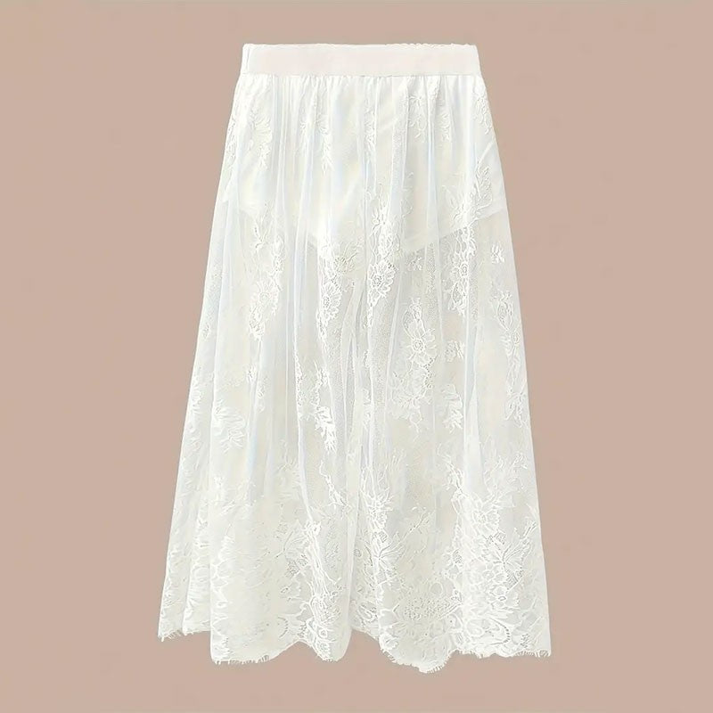 Elegant Party Evening Sexy Dress Lace Dresses for Women 2024 See Through Maxi Dress Bodycon Gothic Lolita Fashion Black Skirt