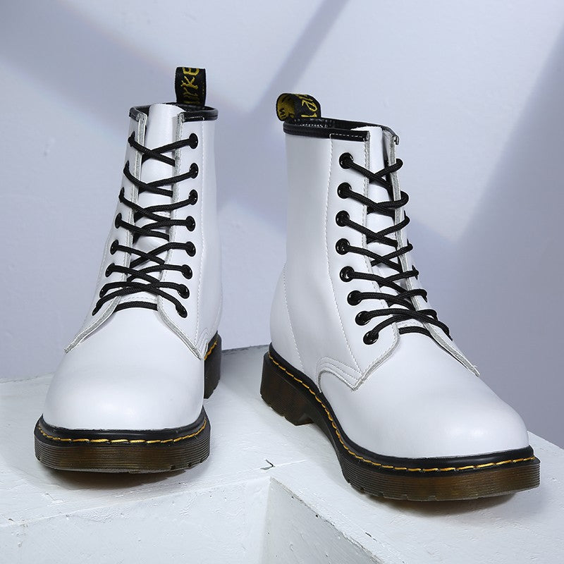 Men Genuine Leather Classic Six Hole Boots Fashion British Style Riding Short Ankle Boots Outdoor Boots Size 35-48 Women's Boot