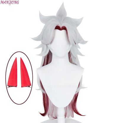 High Quality Game Impact Arataki Itto Cosplay Wig Heat Resistant Synthetic Hair Anime Wigs + Red Horn Prop Accessories