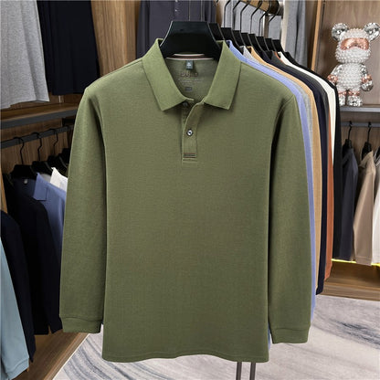 100Cotton Original Quality Men's Polo Shirt Simple Front Embroid Long Sleeve Autumn Lapel T-Shirt Business Casual Trend Menswear