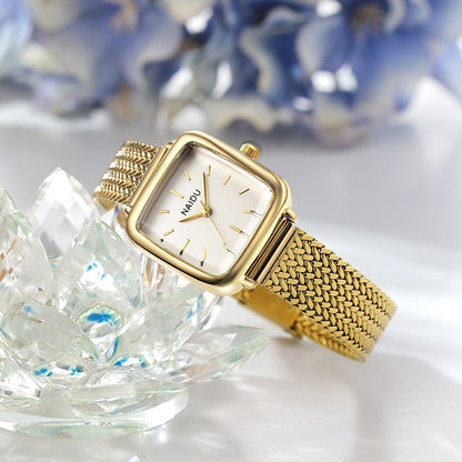 Ladies Small Square Watch Stainless Steel Strap Literary Fashion Retro Quartz Watch