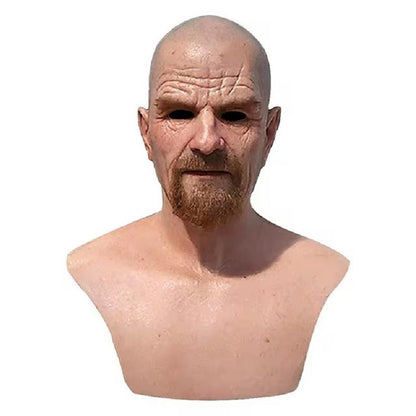 Mr White Mask Halloween New Bald Old Man Headgear Real Cosplay Props Photography Accessories