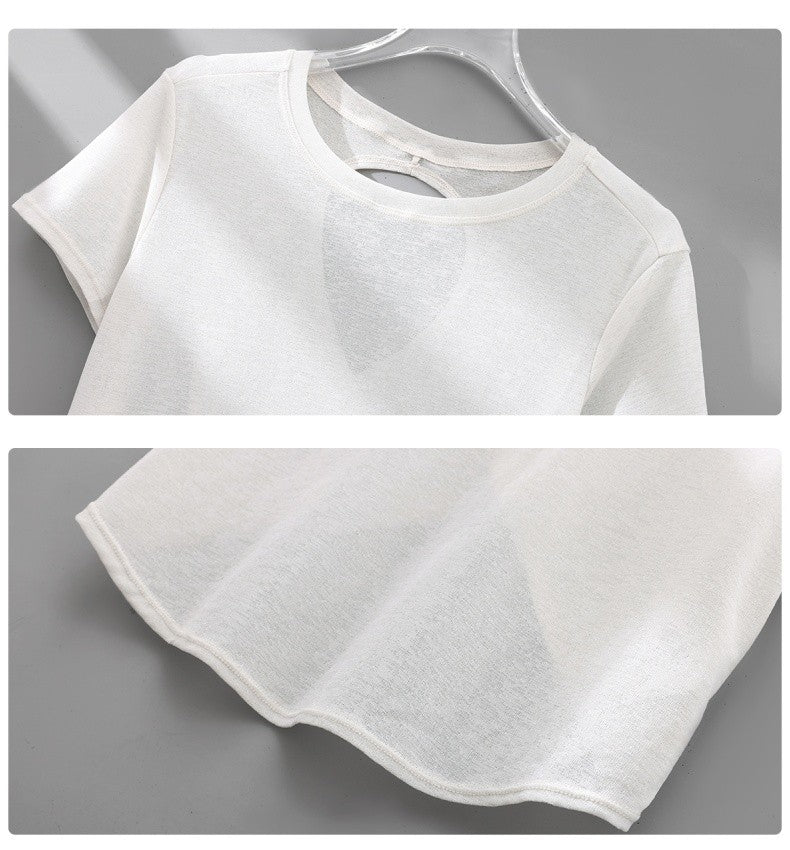 DRUR Gym Tops Women Lightweight Sweatshirt Summer Short Sleeve Quick Dry Fitness Running Tshirt Back Cross Hollow Yoga Wear New