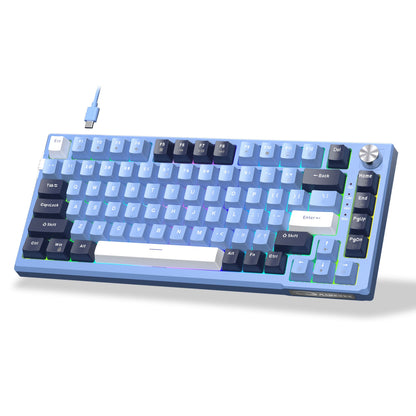 Teclado Mecânico Gamer MageGee SKY81 75%, RGB Gasket Hot Swappable com Fio Personalizado, Amortecimento de Som Cremoso com Botão