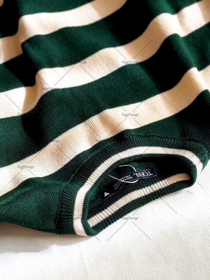 High Street Fashion Clothing New Style Fashion Striped Casual Long Sleeve Sweater Men Harajuku Y2K Warm Embroidered Long Sleeve