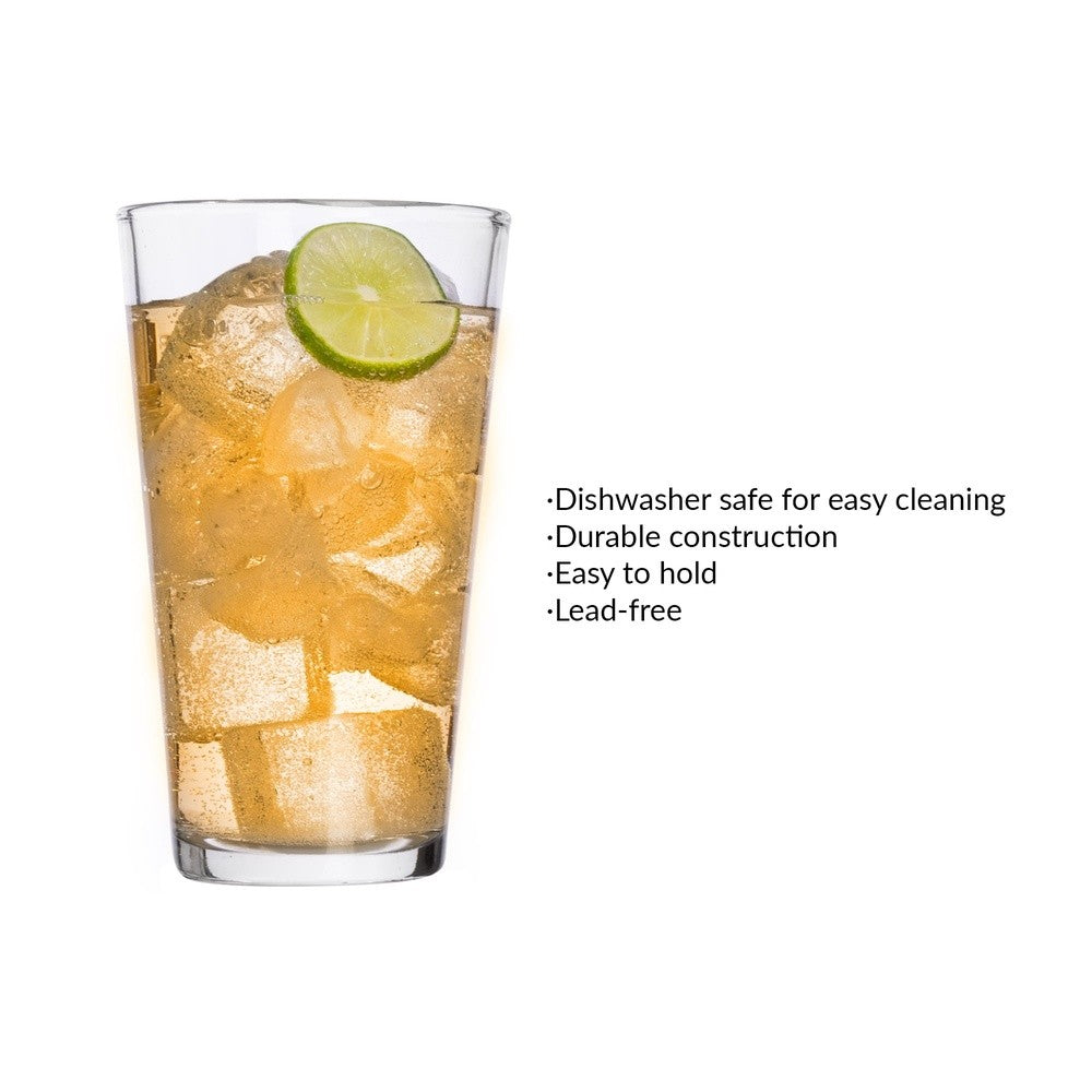 Pacote com 4 Copos de Pint de Vidro Transparente de 470ml Copos Duráveis Empilháveis para Cerveja, Leite, Água Uso Diário