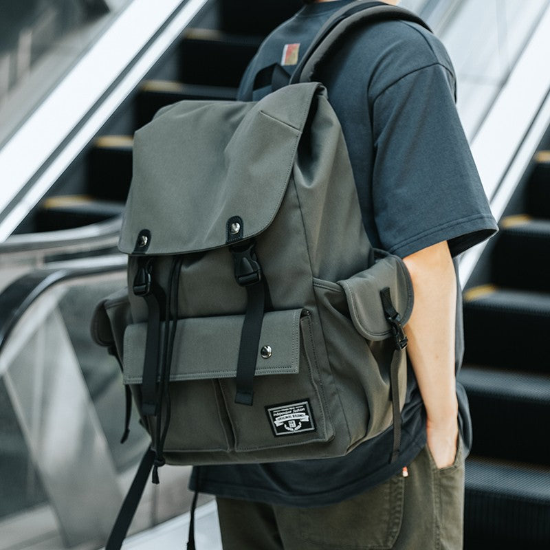 Mochila Masculina Impermeável de Grande Capacidade com Cordão para Homens Oxford Durável Viagem Faculdade Aluno Notebook Escola Livros