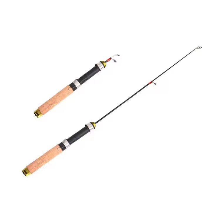 Vara de pesca de camarão mini 60cm, vara telescópica de carbono para pesca no gelo