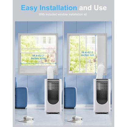 Ar-Condicionado Portátil de 8000 BTU com 4 Modos para Resfriamento Eficiente Economia de Energia Controle Remoto Timer de 24 Horas Ideal para Quartos