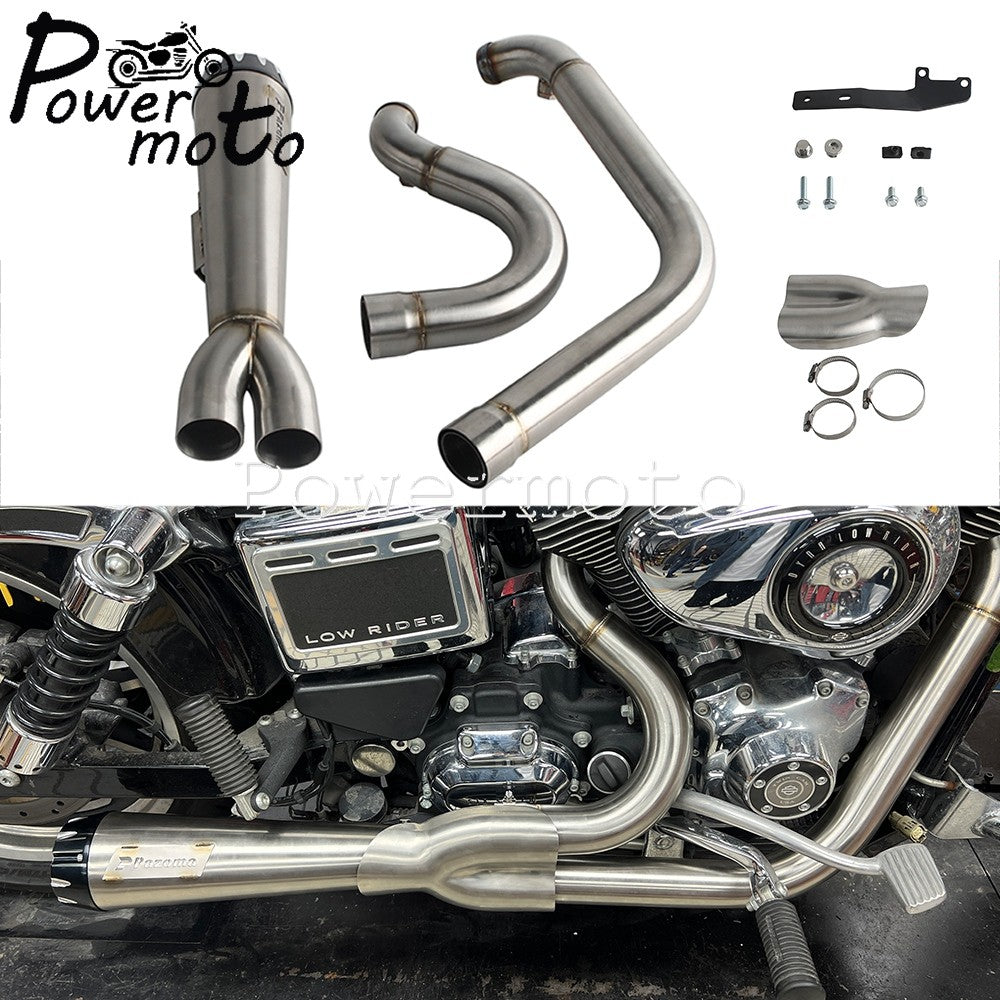 Motorcycles 2-Into-1 Exhaust Muffler Pipes Tube For Harley Dyna Fat Bob Low Rider S Street Bob Wide Super Glide FXD 2006-2017