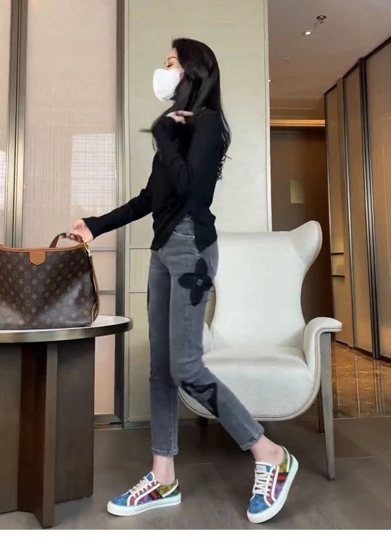 Trendy High Waist Slim Fit Denim Pants Women's Summer New Sle Elastic Straight Leg Jeans Cotton Stretch Denim Light Color